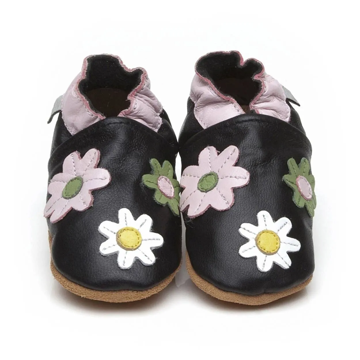 baby flower moccasins in black