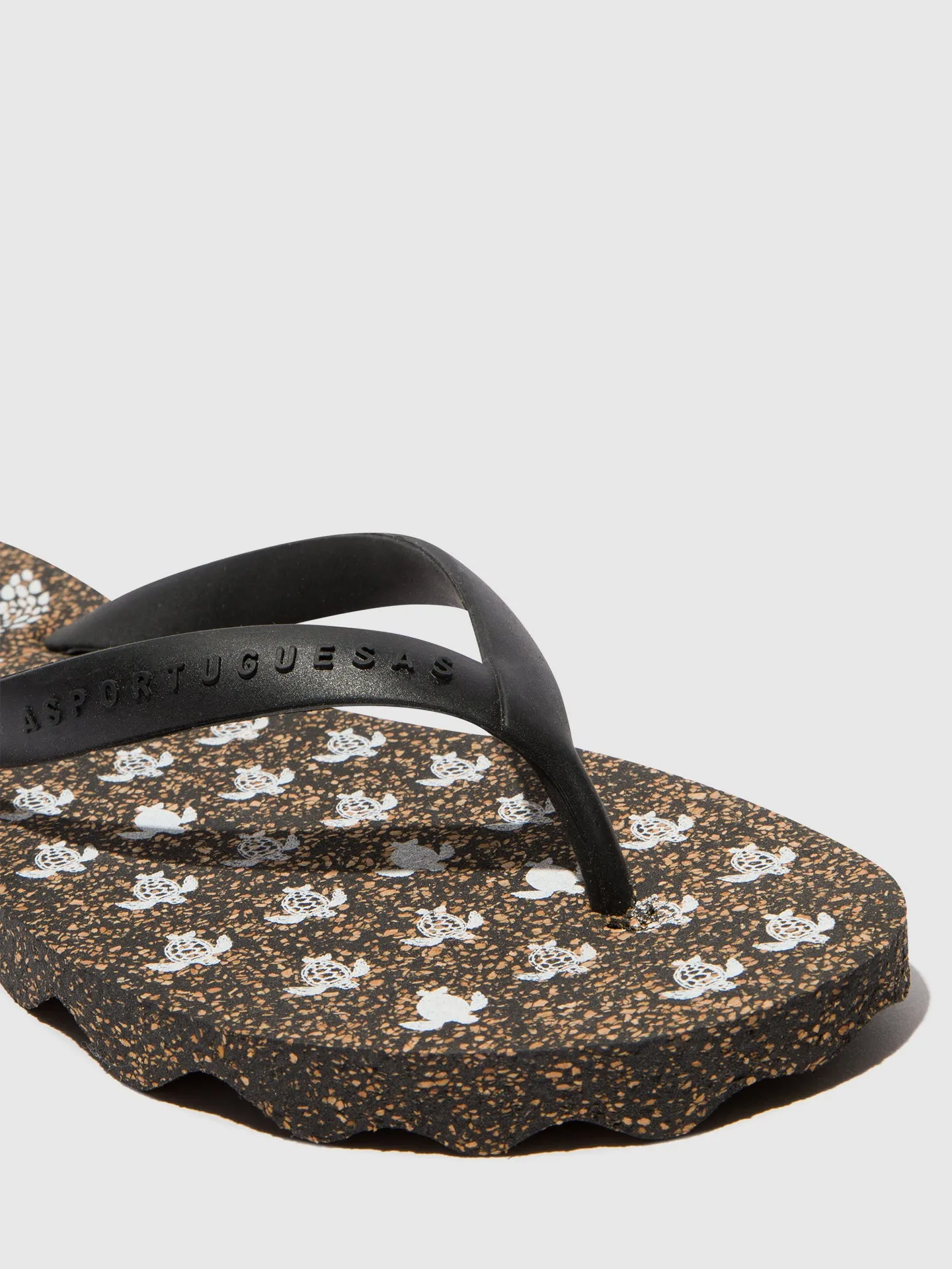 Beach Flip-Flops TURTLE Black & black strap
