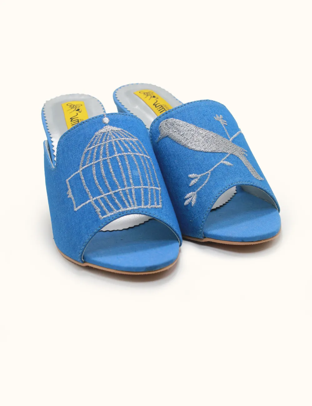 Blue | Heel Fancy Slippers  for Women