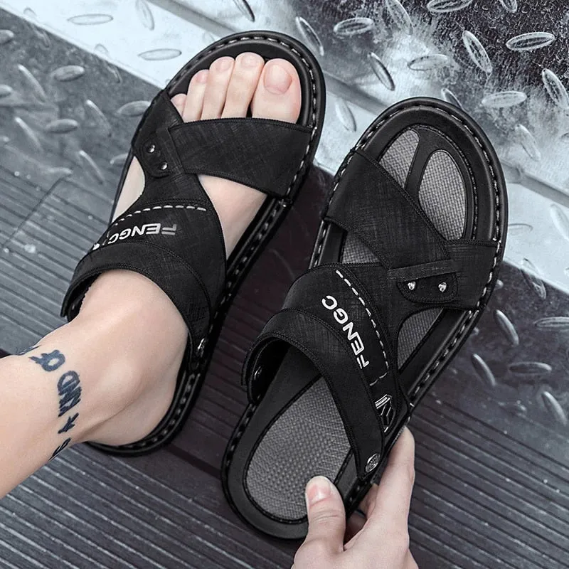Cuzcare Men Velcro Rubber Sandals Fashionable Casual Summer Footwear