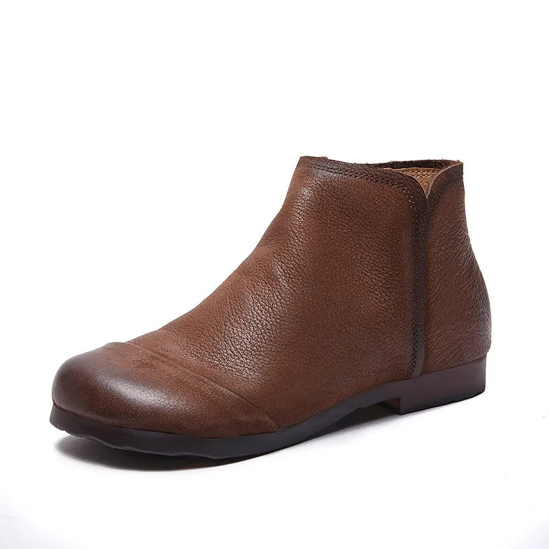 Handmade Mori Style Barefoot Ankle Booties With Zip Handmade Walking Boots in Grey/Coffee