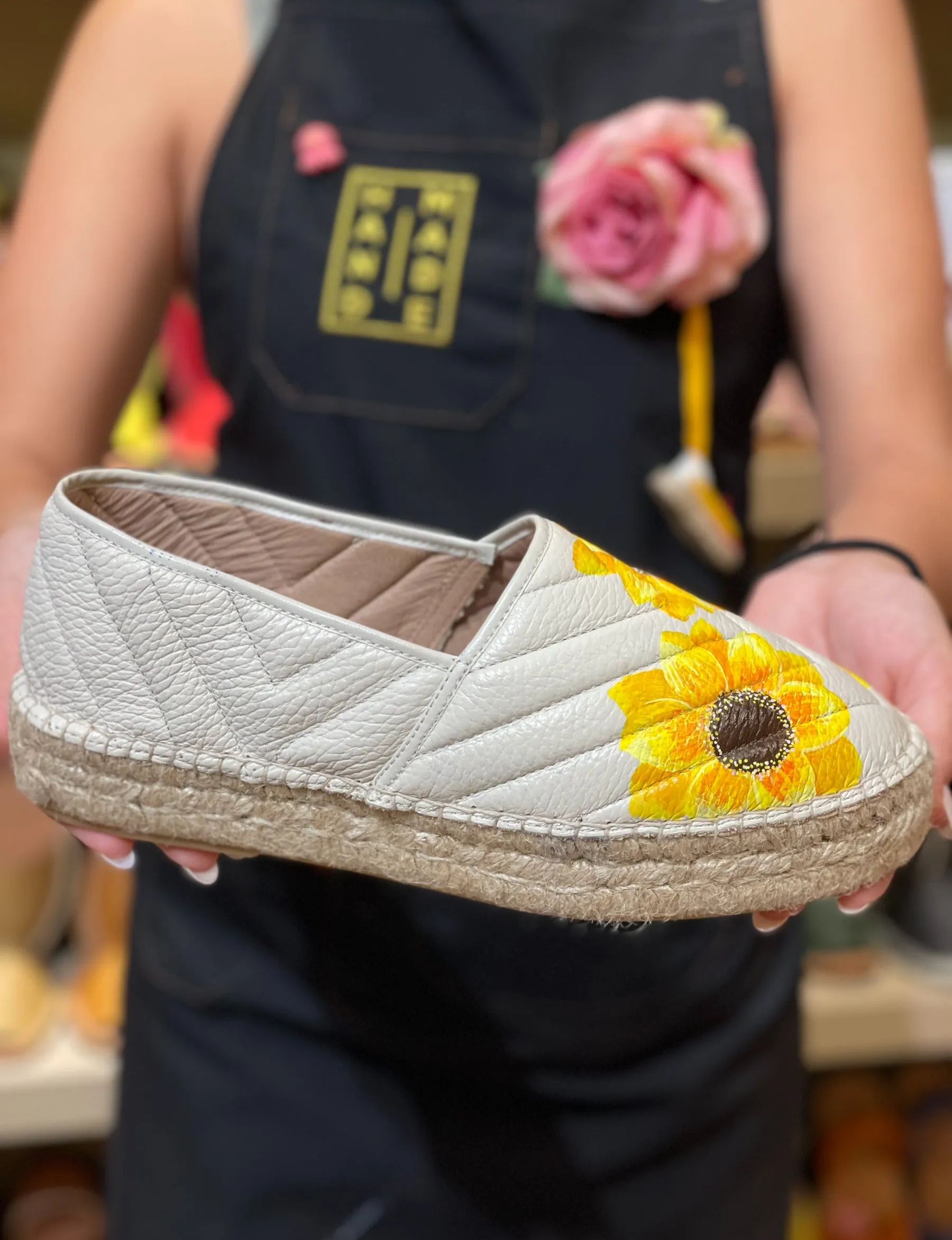Handpainted Espadrilles Sunflower Platform