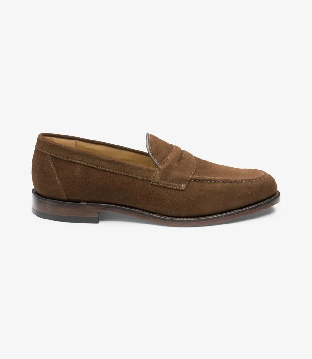 LOAKE IMPERIAL BROWN SUEDE LOAFER LEATHER SOLE F-MEDIUM