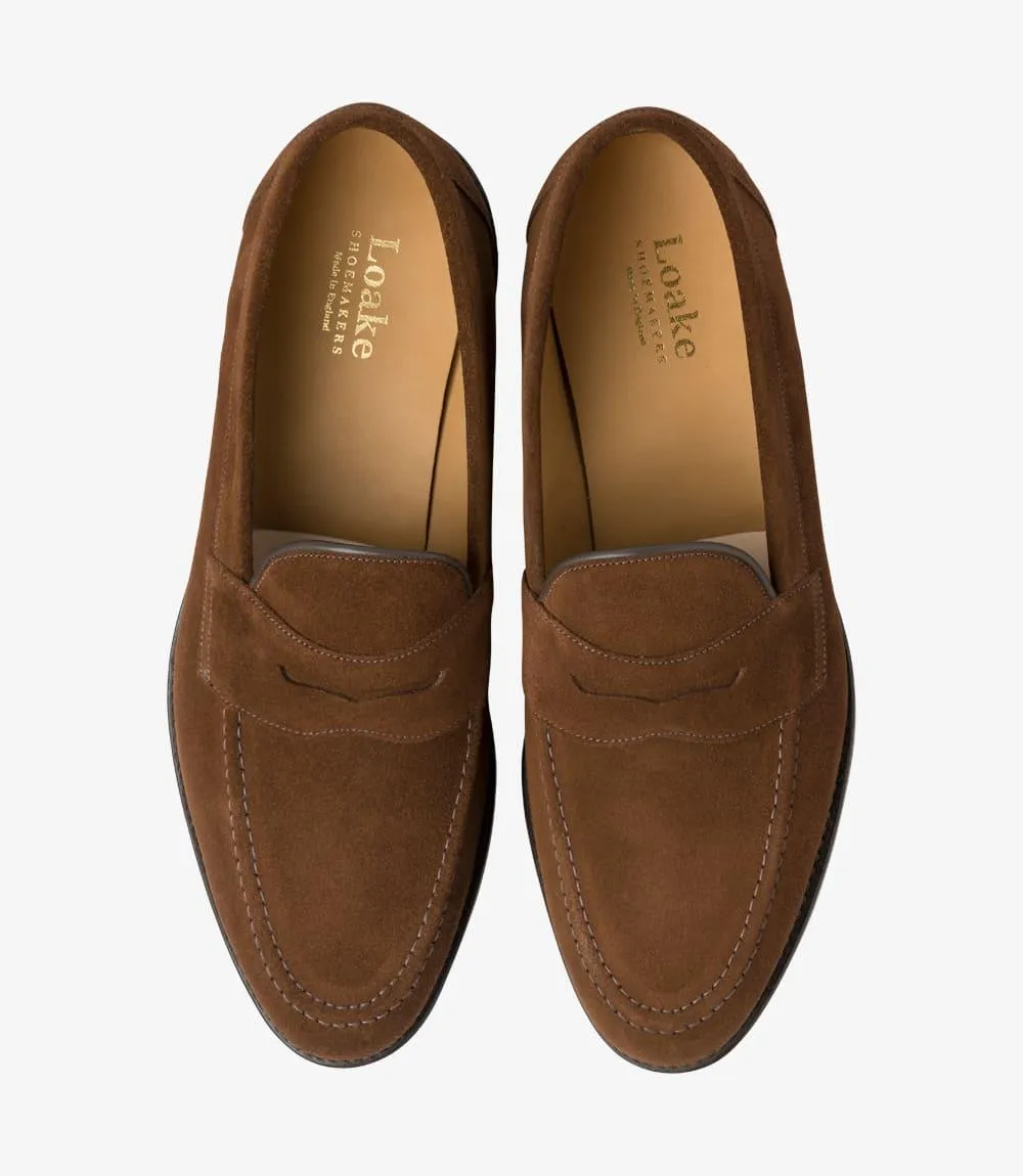 LOAKE IMPERIAL BROWN SUEDE LOAFER LEATHER SOLE F-MEDIUM