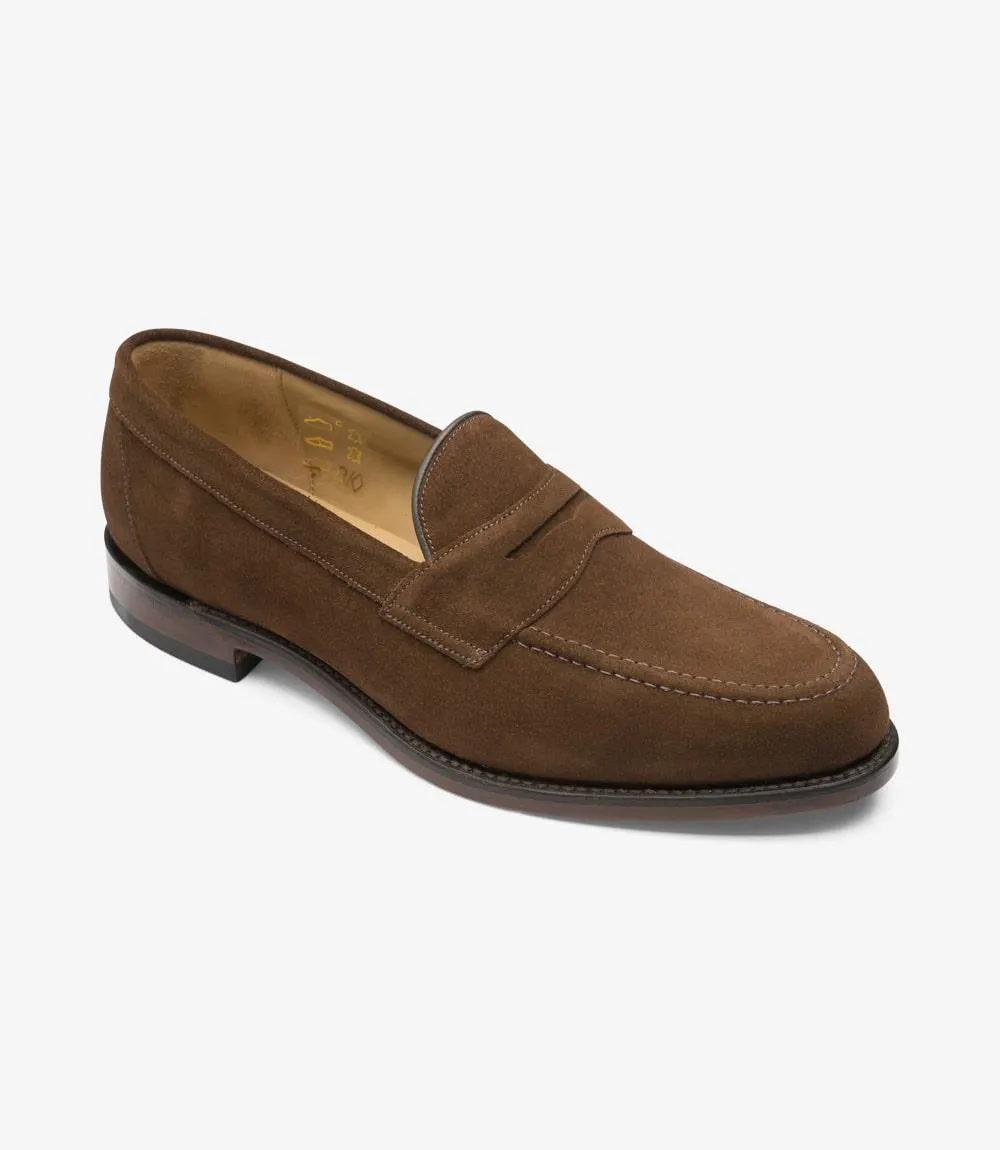 LOAKE IMPERIAL BROWN SUEDE LOAFER LEATHER SOLE F-MEDIUM