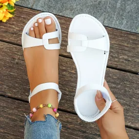 Sandalen voor vrouwen: platte, verstelbare elastische riemen, niet -slip, zomer