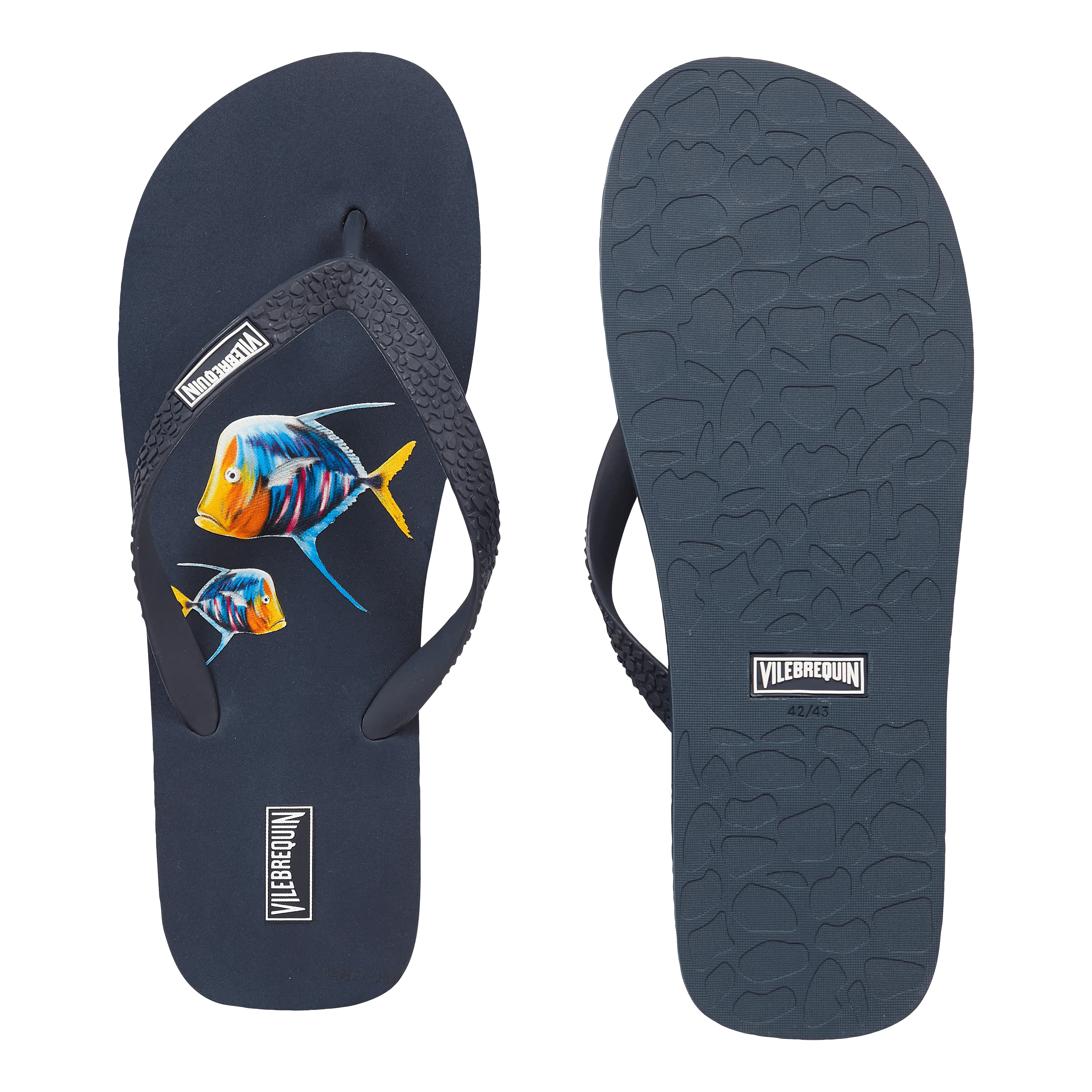 Vilbrequin Men Beach Flip flops Piranhas Navy