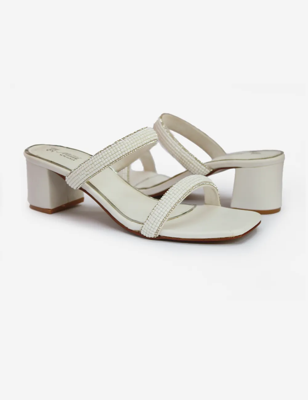 White | Fancy Heel Slippers for Women