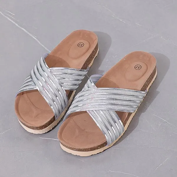 Women's Fashionable Cross Strap Flat Slippers 81328287S