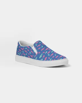 Women's Shark Print Slip-On Canvas Shoe, Electric Blue